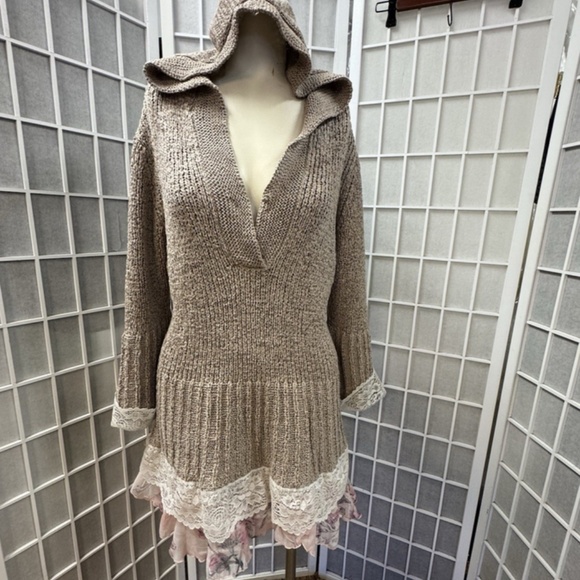 Axcess, Woman, Dress Style Sweater, Brown, Sz XL,Woven Cotton,Hood,Long Sleeve.! - Picture 4 of 12